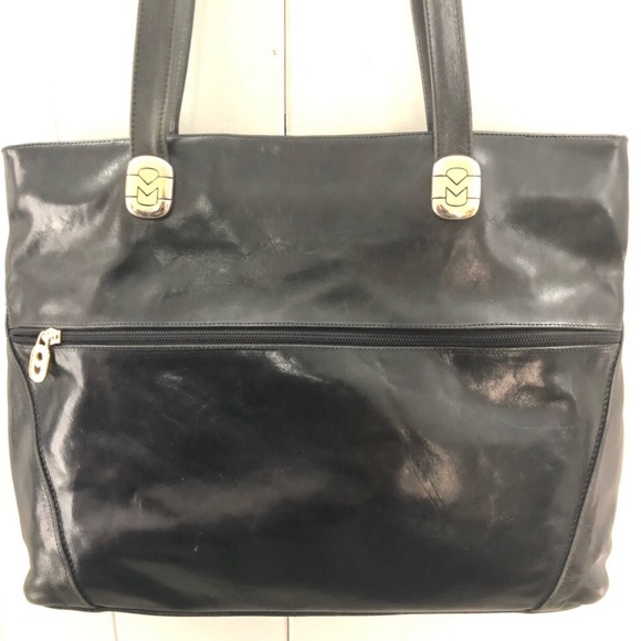 Vintage MARINO ORLANDI Smooth Black Leather Tote - Picture 12 of 17